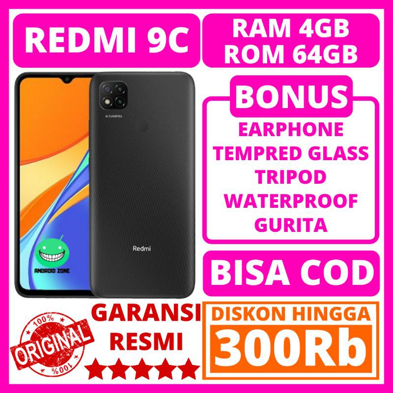 REDMI 9C RAM 4GB INTERNAL 64GB GARANSI RESMI HP XIAOMI