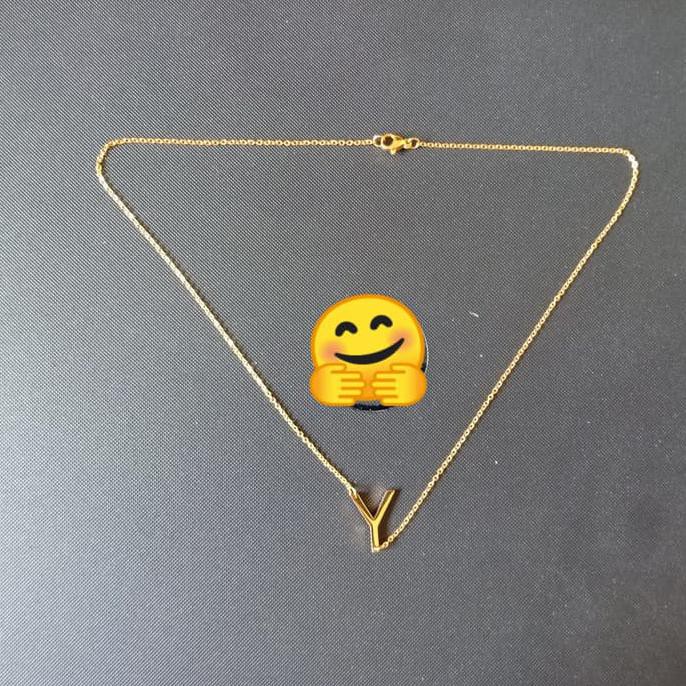 Kalung Liontin Huruf A - Z Titanium Warna Emas DISKON