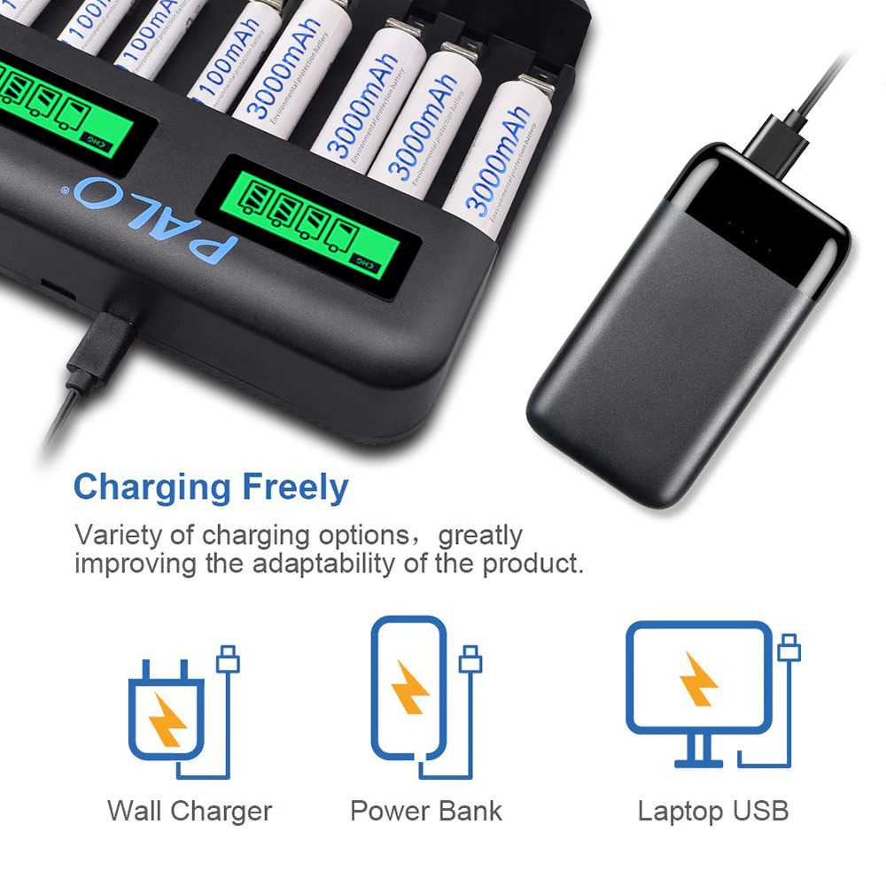 PALO Charger Baterai 8 Slot Dual LCD for AA AAA SC C D - NC556