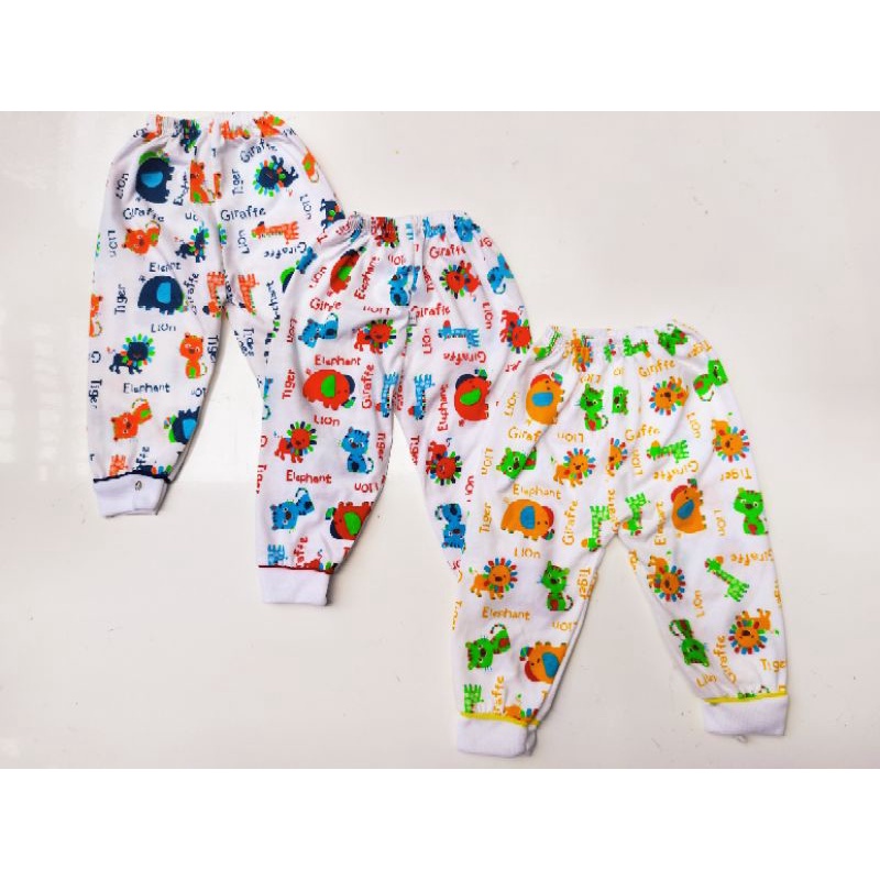 Celana Panjang Bayi 0-2 Tahun Bahan Katun Motif Aneka Animal / Binatang