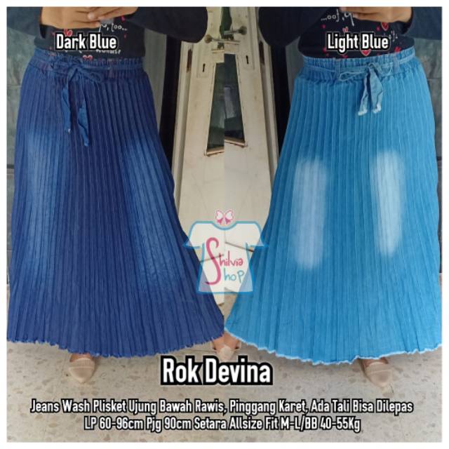Rok Plisket Jeans Fit M-L / Rok Plisket Terbaru / Rok Jeans Plisket Kekinian