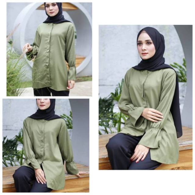 PREMIUM FOTO ASLI atasan kemeja baju tanah abang kemeja wanita SETIA HIJAU