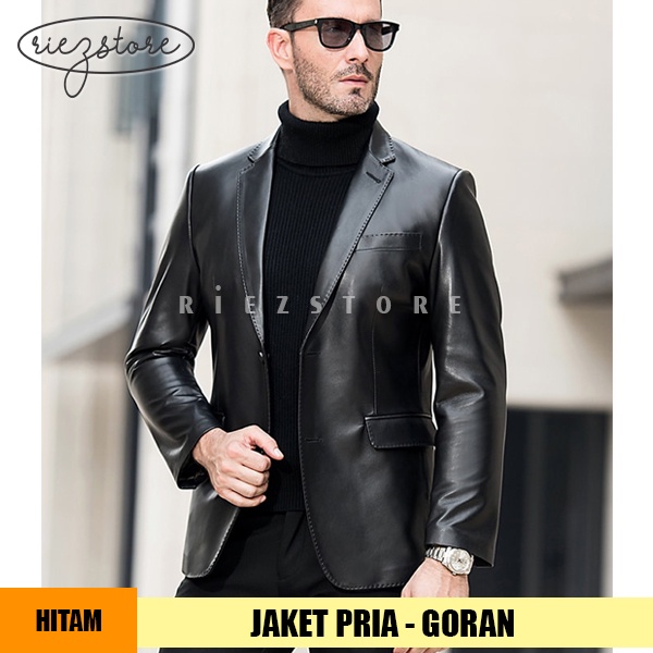 RZS x GORAN - Blazer Pria Jaket Leather Premium Original Casual Formal Kulit Semi Sintetis Viena Jas