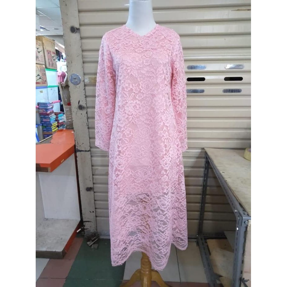 atasan Kebaya Brokat Gamis Kurung Warna Baby Pink