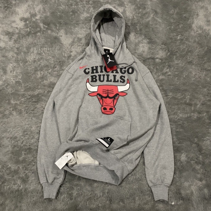 Sweater Hoodie Air Jordan Chicago Bulls Grey Fulltag &amp; Lebel