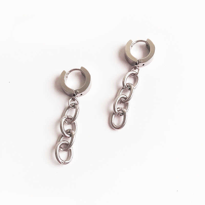 19079Japan and South Korea Harajuku Hip Hop Ear Clip，Stainless steel chain stud earrings