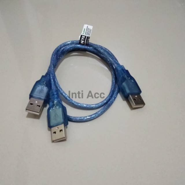 Kabel Data Hardisk HDD Eksternal 2.5 USB 2.0 Cabang 2 Warna Biru Transparan Besar ke Besar