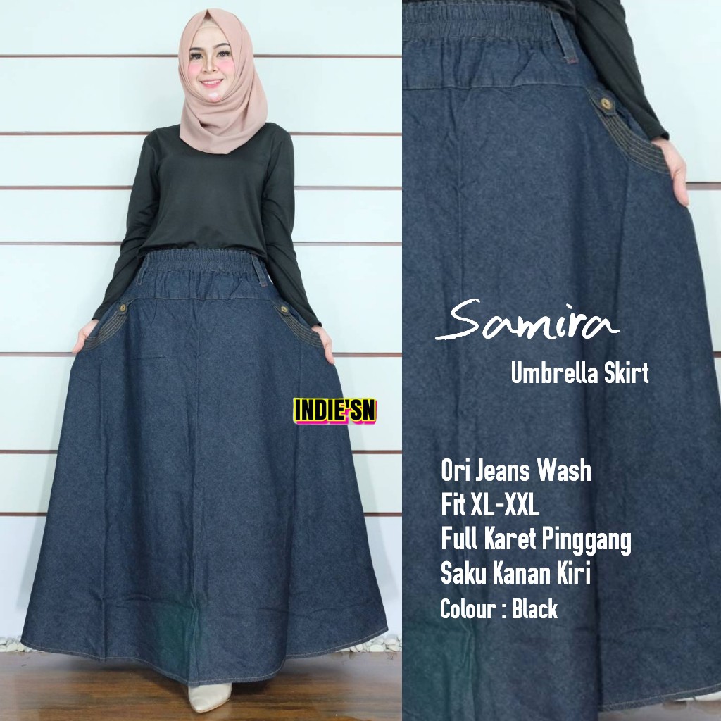 SAMIRA UMBRELLA SKIRT ROK KLOK JEANS DENIM HQ KEKINIAN PREMIUM