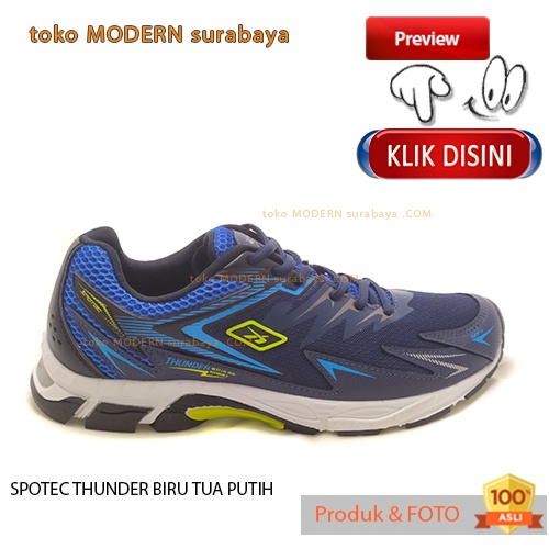 Sepatu pria olahraga sneakers tali SPOTEC THUNDER BIRU TUA PUTIH