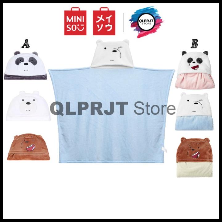 Selimut We Bare Bears Miniso Lucu Dengan Hoodie