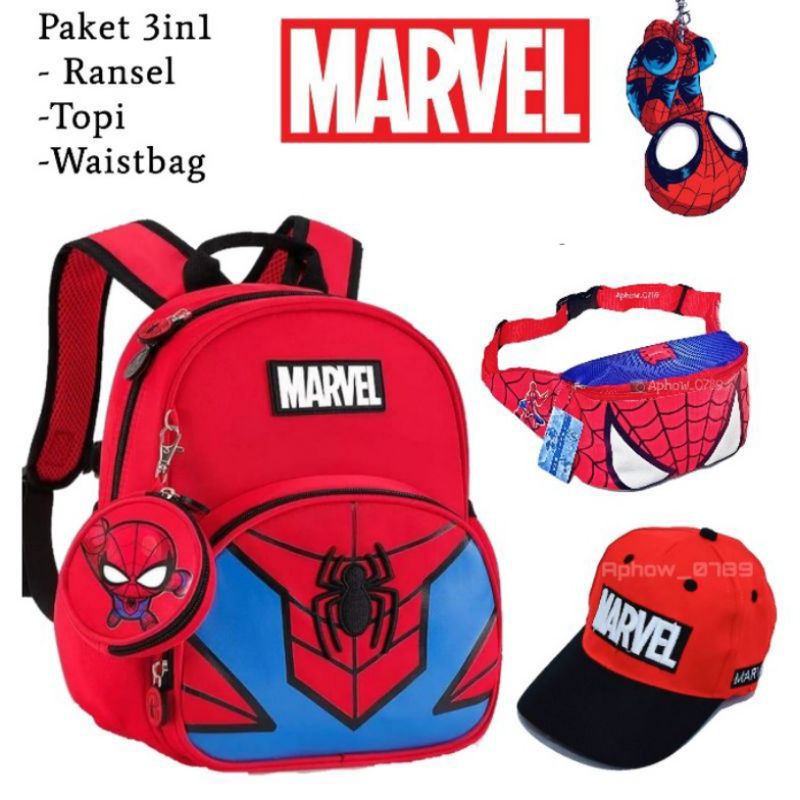 TAS RANSEL ANAK KARAKTER SUPER HERO 3IN1