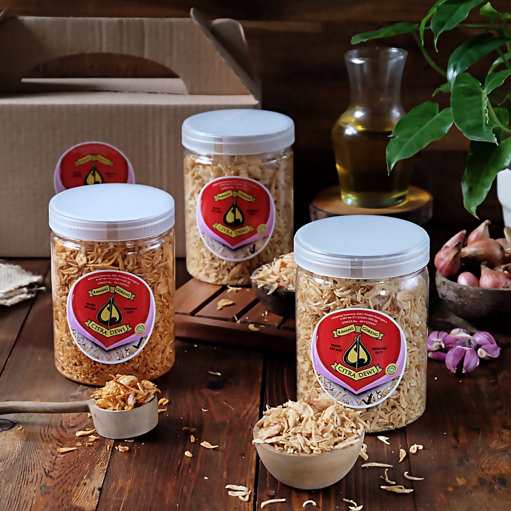 

Bawang Goreng Sumenep Asli Bawang Goreng Citra Dewi Kemasan Paket isi 3 rasa (ori asin pedas) @150g