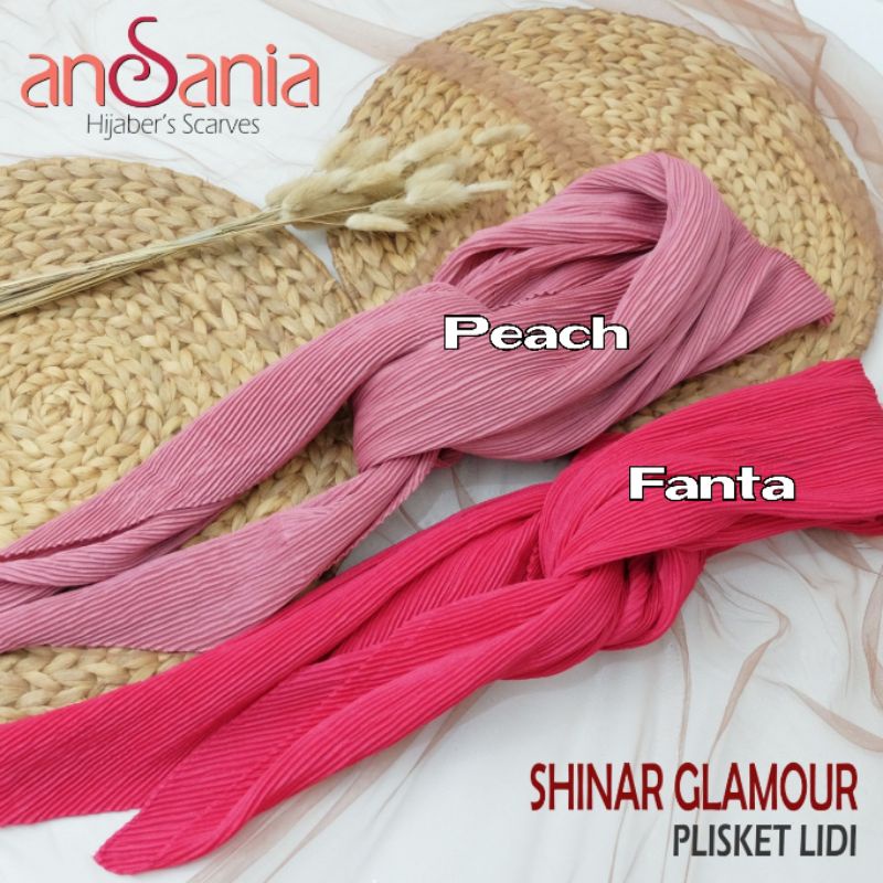 Jilbab Shinar Plisket Segi Empat Ansania-Peach Shinar Plisket
