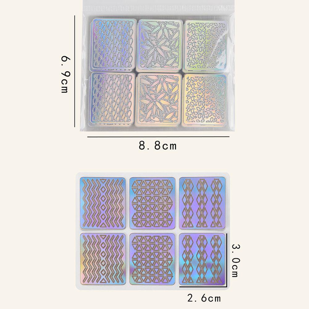 AUGUSTINA Stiker Agustina Kreatif6/12 /24 Lembar Gambar 3D Decals Guide Stensil Laser Template Hollow