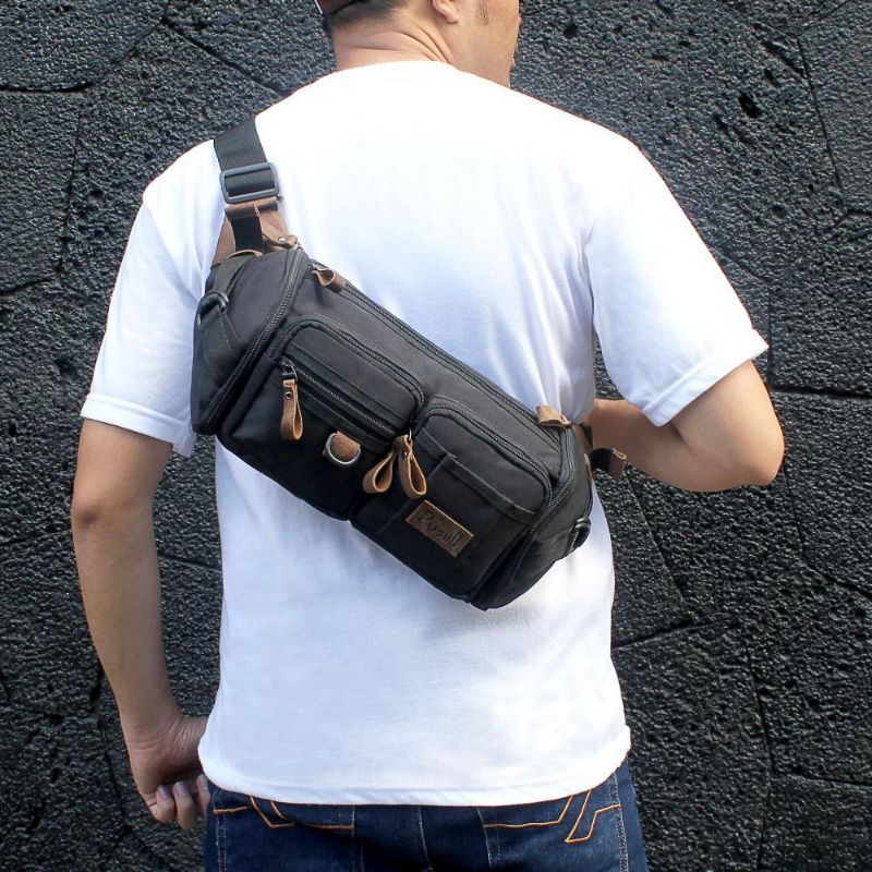 AUTHENTIC Tas Selempang Sling Bag Waist bag Pria Cowok Tactical Kulit Asli Original