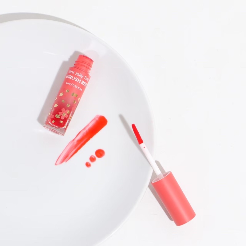 Noera 3 In 1 Jelly Tint Tekstur Ringan Mudah Menyerap - Girlish Red