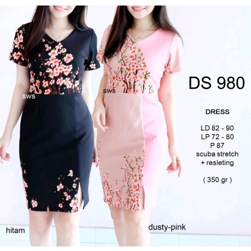(PRELOVED) Dress Sepan Bunga Sakura Hitam