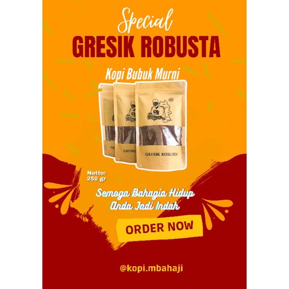 

Kopi Bubuk Robusta Murni MBAH AJI 250 gram kopi bubuk Hitam aroma Pekat Kopi Tubruk Giras Mantab