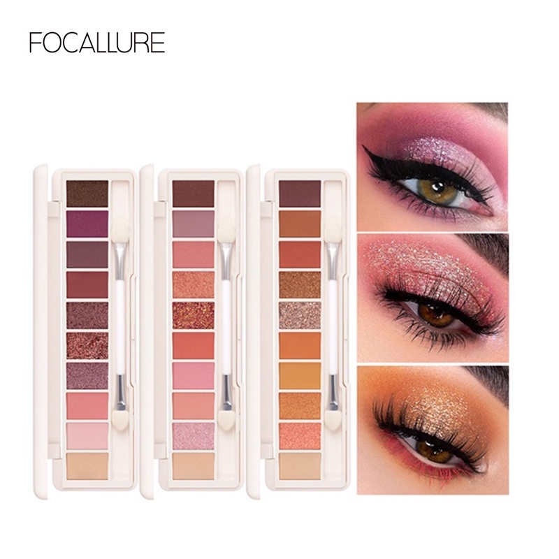 FOCALLURE 9 Colours Shimmer Eyeshadow Palette - kosmetik Mata (BPOM,100% ORIGINAL)