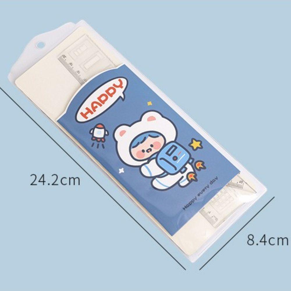 Mxbeauty Set Penggaris Kartun|Alat Gambar 20cm Perlengkapan Ujian Astronot Perlengkapan Sekolah Piring Segitiga