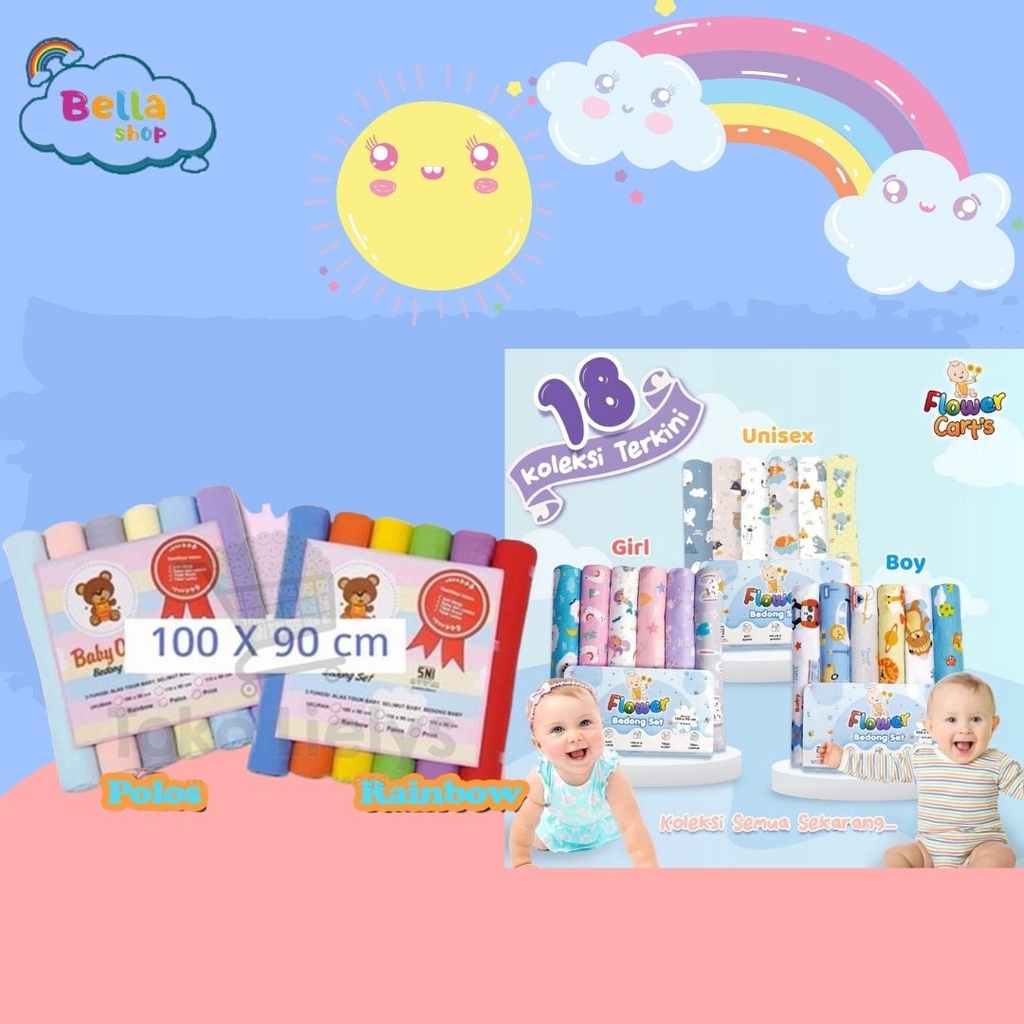 Bedong Bayi Warna Polos Baby Owie Just To You 1 PACK isi 6 PCS - BELLASHOP