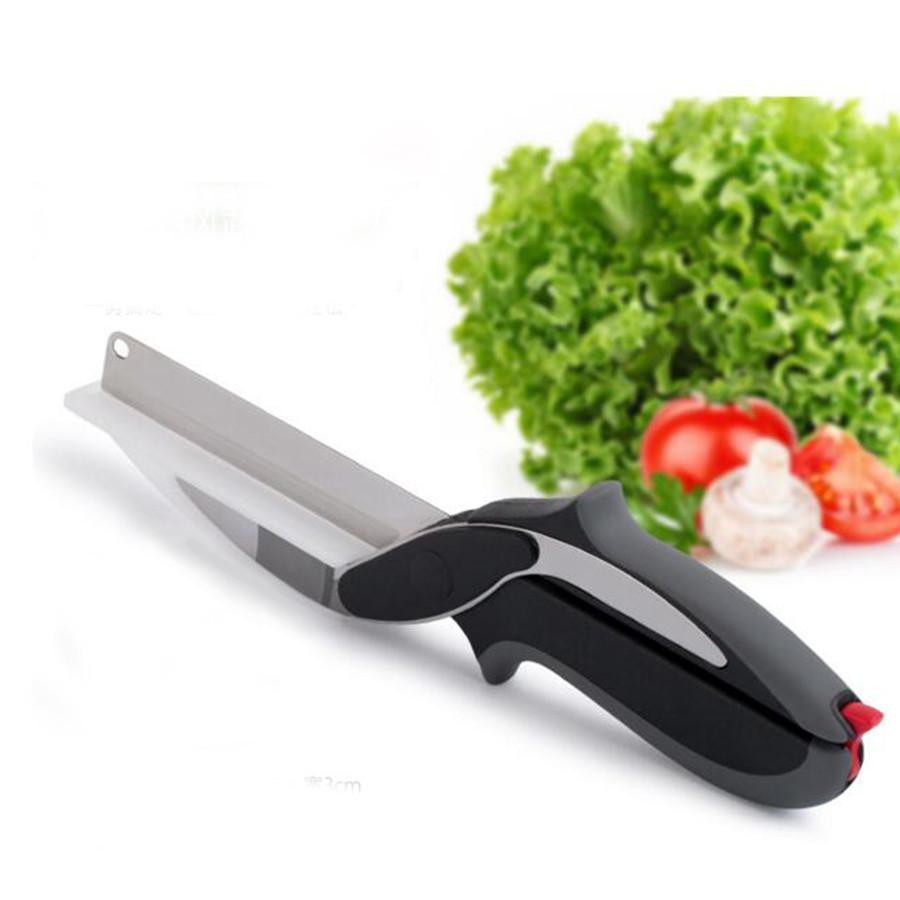 Clever Cutter 2in1 Knife Scissors And Cutting Board Quickly Chops Your Favorite Fruits, Vegetables