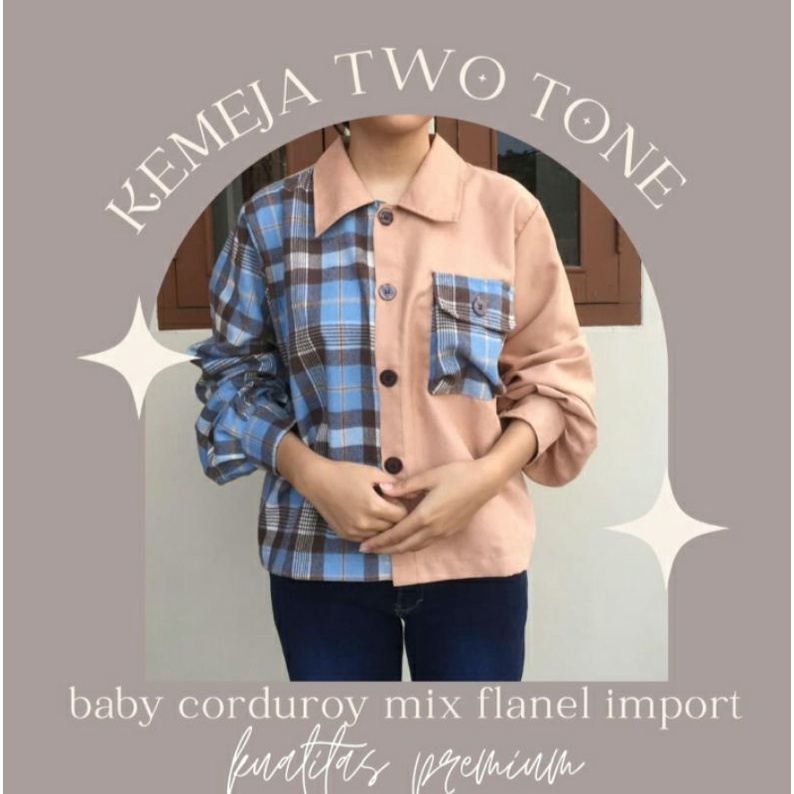 KEMEJA TWO TONE CORDUROY TANGAN BALLON