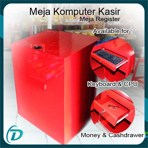 Meja Kasir Register Polos + Packing Kayu - Meja Komputer Kasir - Meja Kasir Minimarket