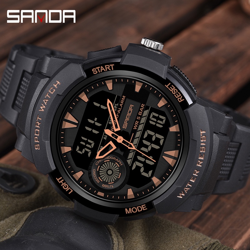 SANDA 6002 Jam Tangan Pria Digital Analog Tali Rubber Shockproof Anti Air WATCHKITE WKOS