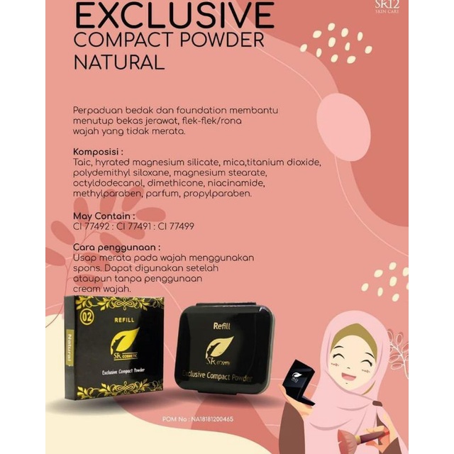 Compact Powder Natural Kombinasi Bedak & Foundation Penutup Bekas Jerawat dan Flek Hitam Wajah Wanita Terbaik Asli BPOM Murah-4