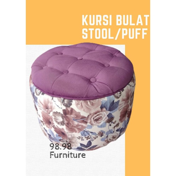 Sofa Bulat Puff - Kursi stool - Sofa Bulat Murah - Puff Kain uk 47 cm - Kursi bulat Minimalis - Meda