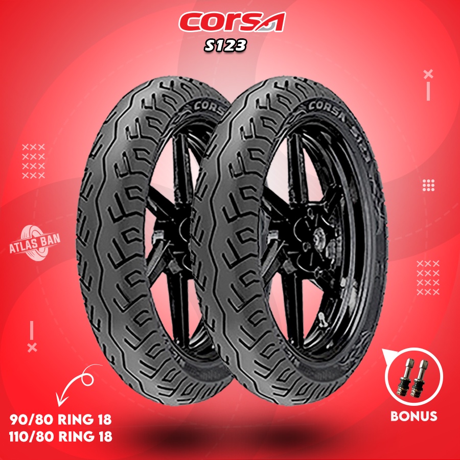 Sepasang Ban Tubles Motor Batangan CORSA S123 90/90 - 110/80 Ring 18 Tubles