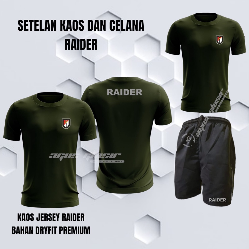 KAOS SETELAN JERSEY OLAHRAGA RAIDER Hijau Army || SETELAN KAOS JERSEY DAN CELANA RAIDER Hijau Army T