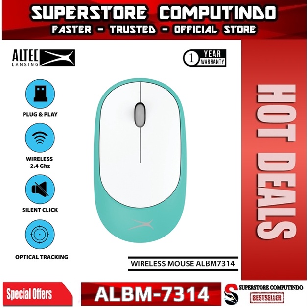 Mouse Wireless Altec Lansing ALBM-7314 Silent Blue | Altec ALBM7314