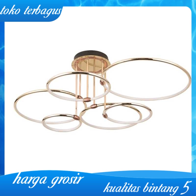 LAMPU GANTUNG HIAS LED CINCIN MEWAH GOLD RING PREMIUM CHANDELIER