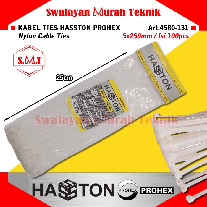 

HASSTON 4580-131/4580-135 Kabel Ties 5x250mm Pengikat Nylon Cable Tie