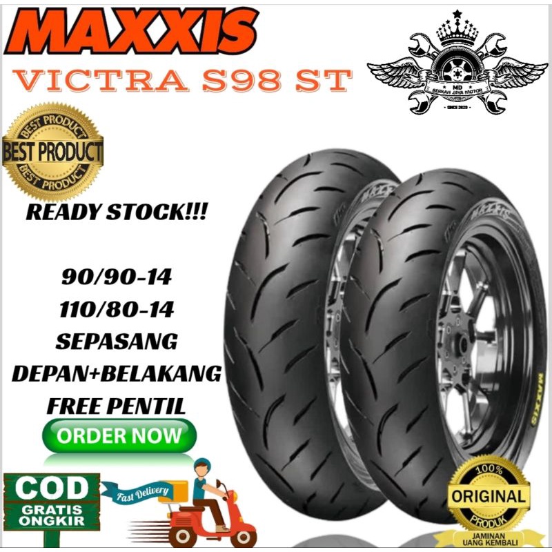Paket ban tubeless maxxis victra 90/90 14 & 110/80 14 Free pentil