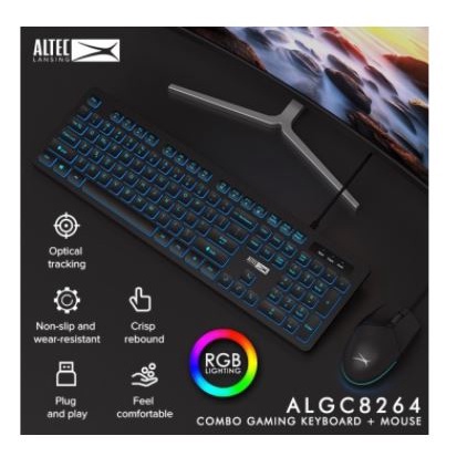 mouse keyboard gaming altec lansing wired usb 2.0 bundle membrane fullsize optical 6400dpi backlight algc8264 algc-8264