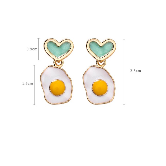 LRC Anting Tusuk Fashion 925 Silver Needle Poached Egg Heart Shaped Asymmetric Earrings F68147