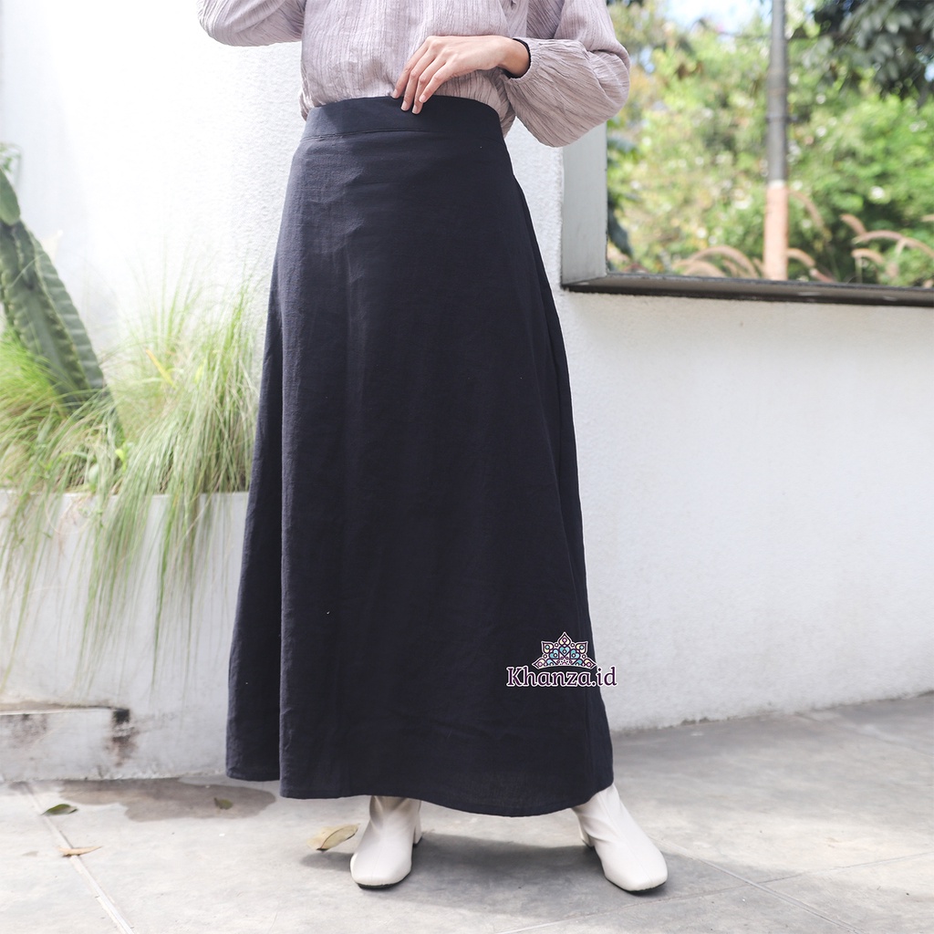 [khanza.id] Rok a Line Panjang Linen