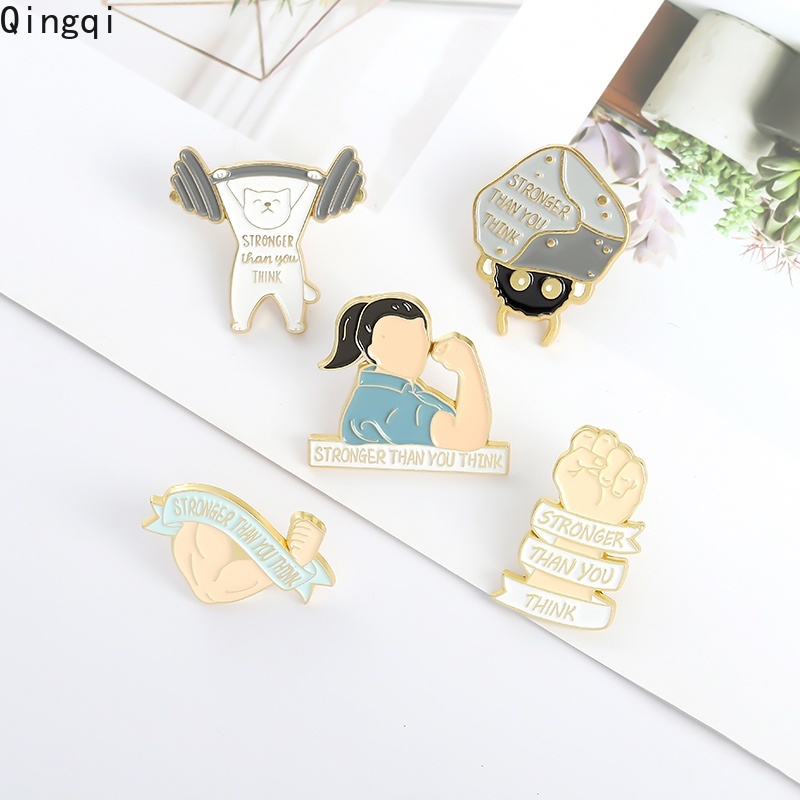 Bros Pin Enamel Desain Kartun Kutipan Stronger Than You Think Untuk Hadiah Teman