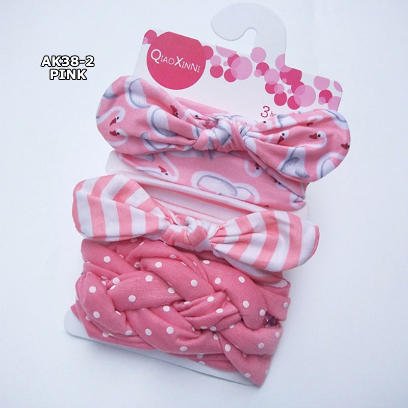 BANDANA BAYI ANAK PEREMPUAN 3in1 HEADBAND BABY BANDO MOTIF PITA FASHION KOREA IMPORT AK38