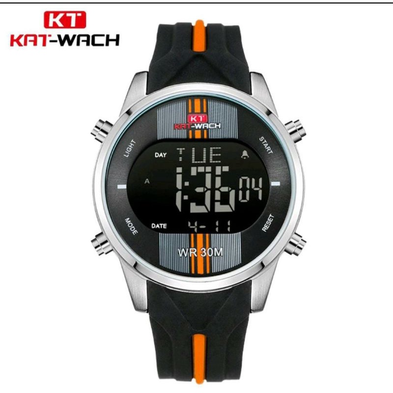 TRENDINGGGGG_0KAT-WACH_KT716 Jam Tangan Pria Digital Tali Kulit_CURRENOS