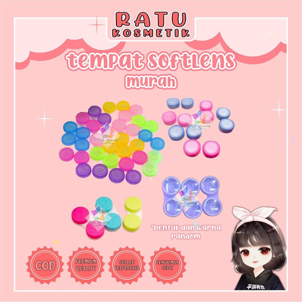 ❤ RATU ❤ Tempat Softlens Mini Murah | Lencase Soflens | Lens Case | Cat | Bear | Buah | Karakter Hewan