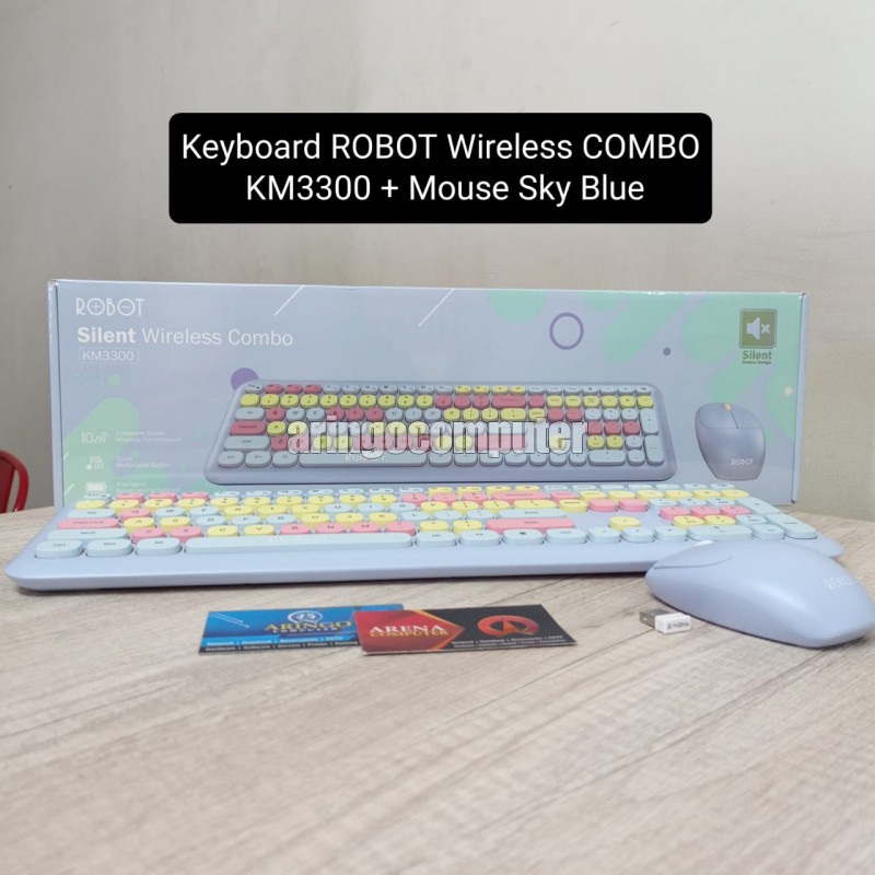 Keyboard ROBOT Wireless COMBO KM3300 + Mouse Sky Blue