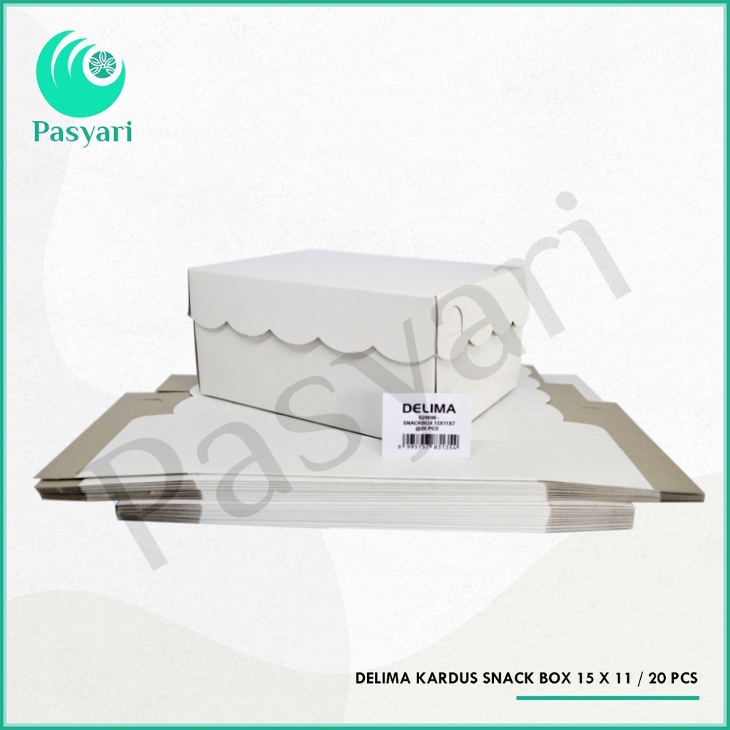 

Delima kardus snack box 15 x 11 / Per 10 Lembar