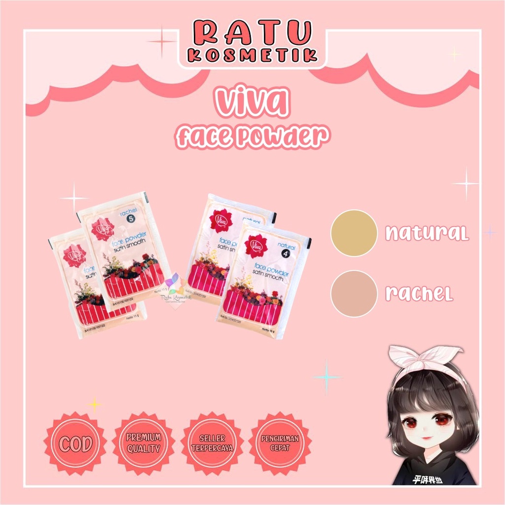 ❤ RATU ❤ Viva Face Powder Satin Sooth | Refill Bedak Tabur Sashet 10g / 15g (✔️BPOM)