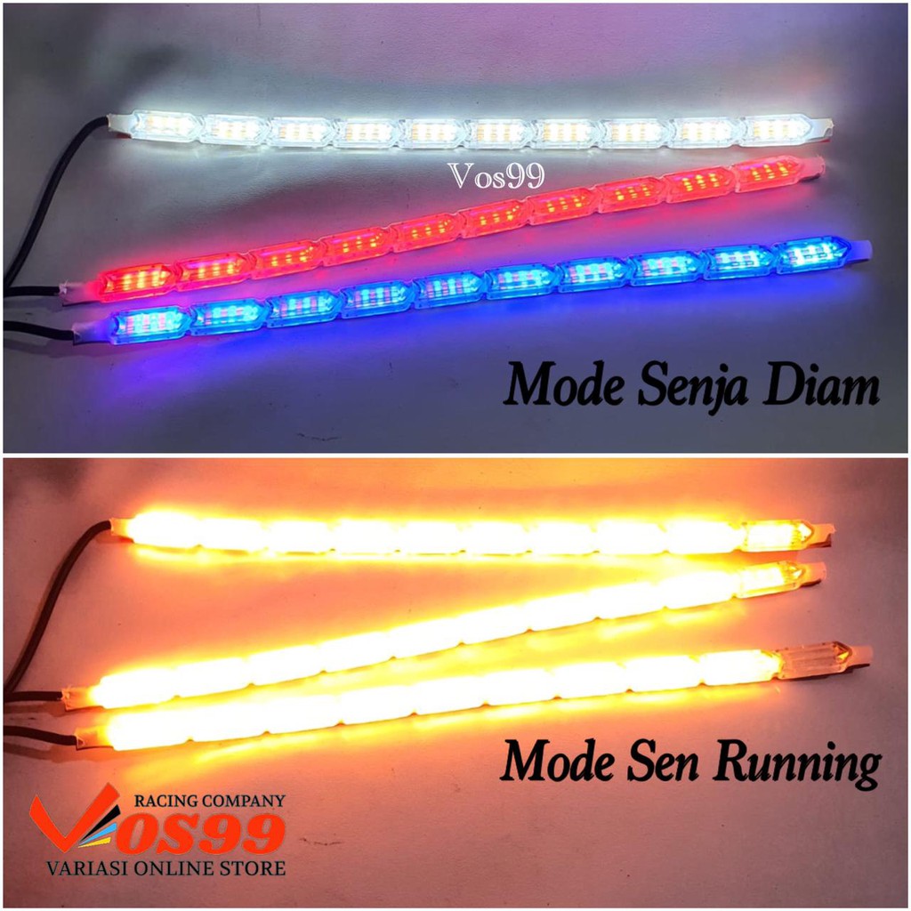 [ 1 BIJI ] LAMPU ALIS KRISTAL DENGAN 2 MODE SENJA DIAM &amp; SEN RUNNING PANJANG 30CM BISA UNTUK SEMUA JENIS MOTOR