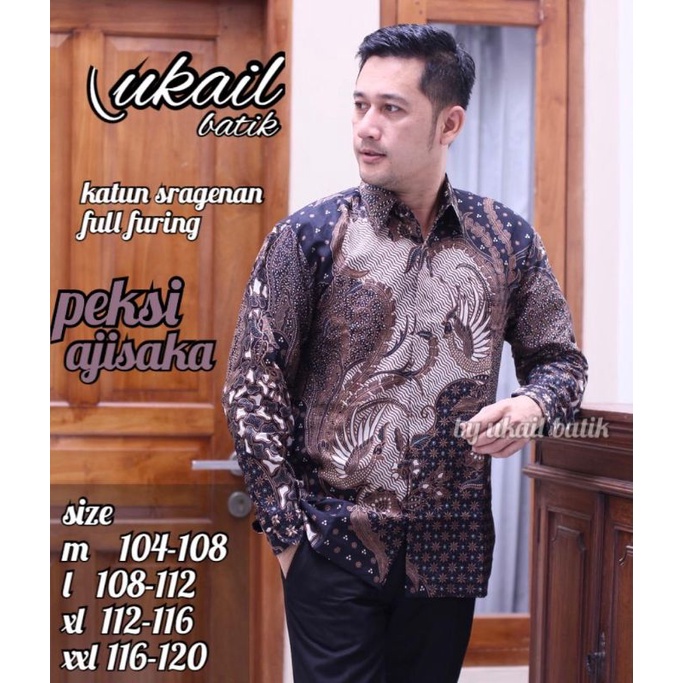 Atasan Hem Kemeja Batik Pria Lengan Panjang Lapis Furing Bahan Katun