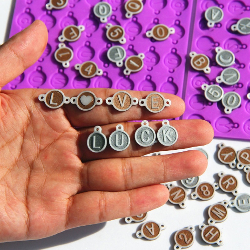 4 Pcs Cetakan Resin Bentuk Bulat Motif Huruf Dan Angka Bahan Silikon Untuk Membuat Perhiasan